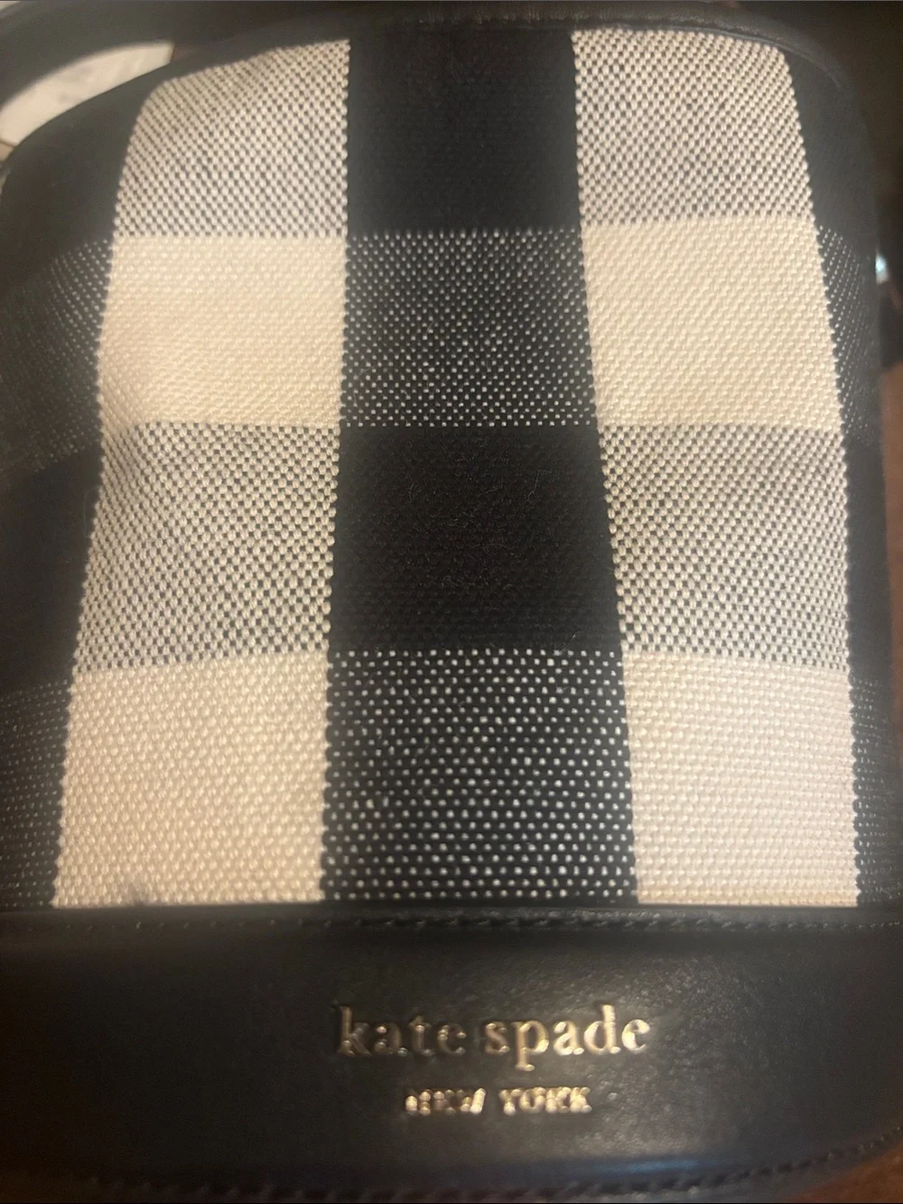 kate spade New York Black & White Gingham Small Bucket Crossbody